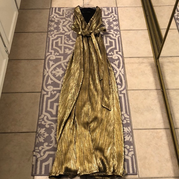 gold lame evening gown
